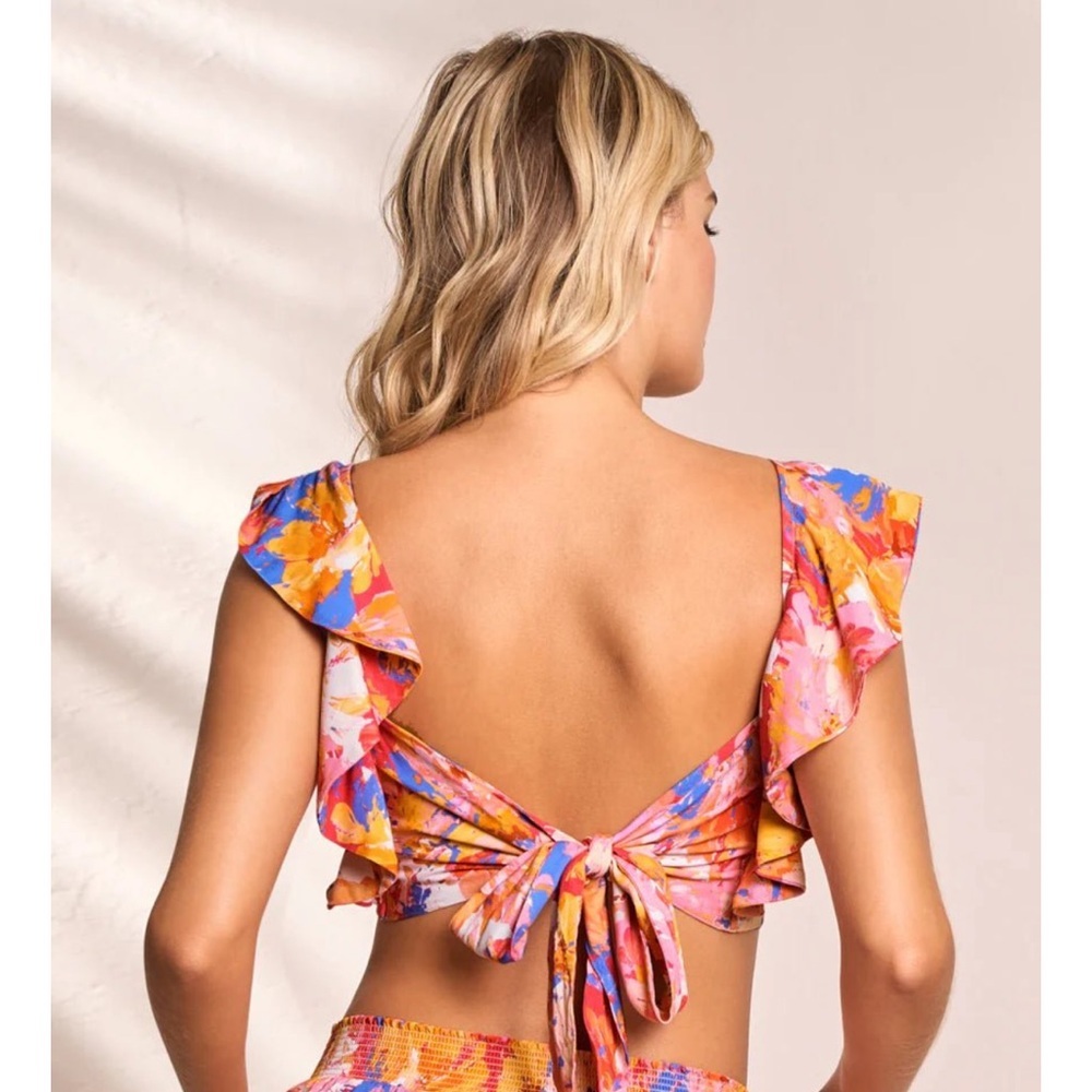 Maaji Womens Supernova Peplum Beachwear Crop Top Floral Ruffle Crop Top — image 4 of 8